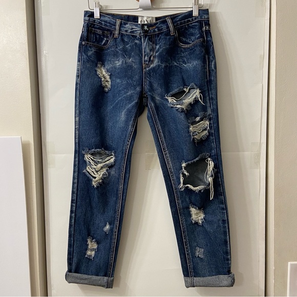 One Teaspoon Awesome Baggies Blue Distressed Jeans 27 - Picture 2 of 12